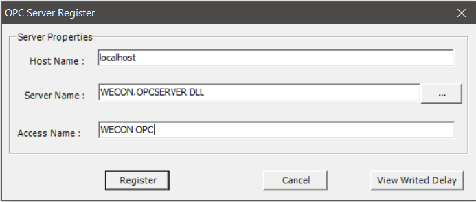 OPC Server Register